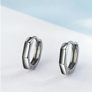 NEW | Slate Gray 925 Sterling Silver Huggie Hoop Earrings